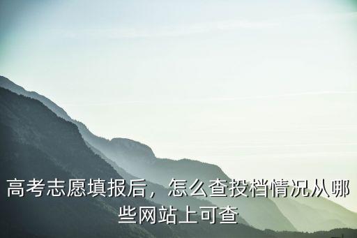 高考志愿填報后，怎么查投檔情況從哪些網站上可查