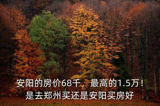 安陽的房價68千，最高的1.5萬！是去鄭州買還是安陽買房好