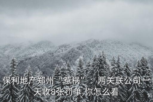 保利地產(chǎn)鄭州“惹禍”：兩關(guān)聯(lián)公司一天收8張罰單,你怎么看