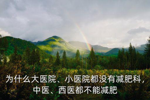 為什么大醫院、小醫院都沒有減肥科，中醫、西醫都不能減肥