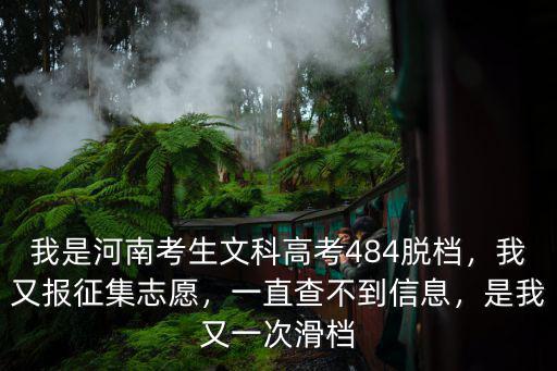 我是河南考生文科高考484脫檔，我又報征集志愿，一直查不到信息，是我又一次滑檔