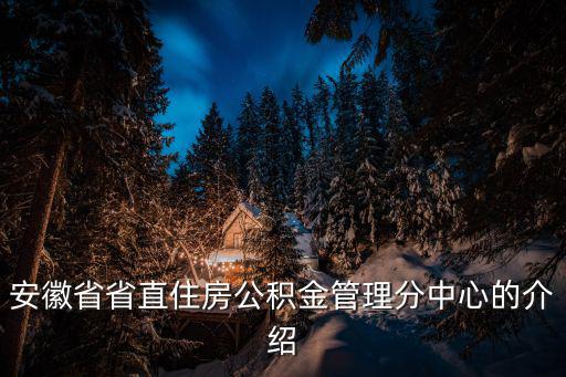 安徽省公積金管理中心，安徽省省直住房公積金管理分中心的介紹