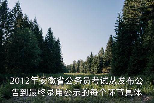 安徽省考吧，2012年安徽省公務員考試從發布公告到最終錄用公示的每個環節具體