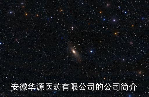 安徽華源醫(yī)藥有限公司的公司簡介