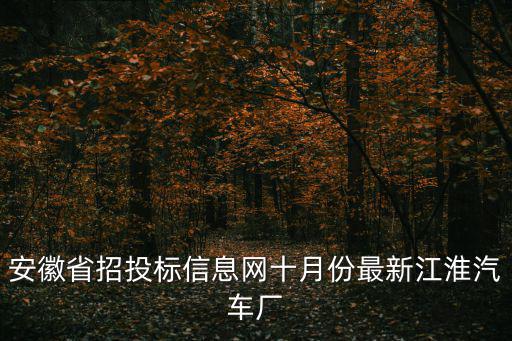 安徽省招投標(biāo)信息網(wǎng)十月份最新江淮汽車廠