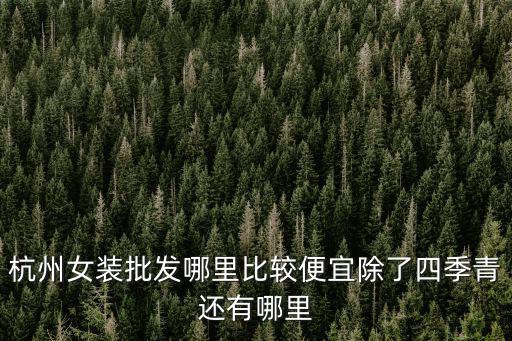 杭州女裝批發哪里比較便宜除了四季青還有哪里
