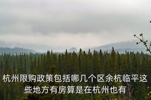 杭州限購政策包括哪幾個區余杭臨平這些地方有房算是在杭州也有