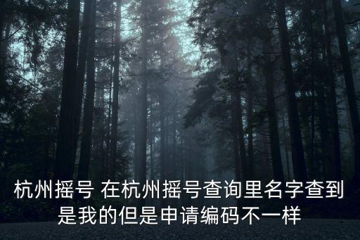 杭州搖號 在杭州搖號查詢里名字查到是我的但是申請編碼不一樣