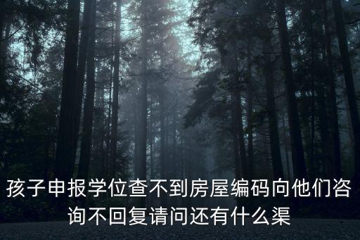 孩子申報學位查不到房屋編碼向他們咨詢不回復請問還有什么渠