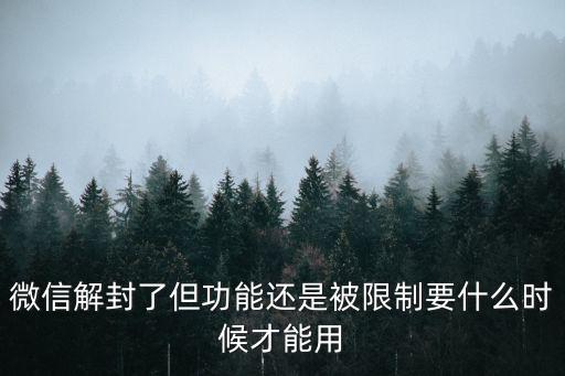 解封了，微信解封了但功能還是被限制要什么時候才能用