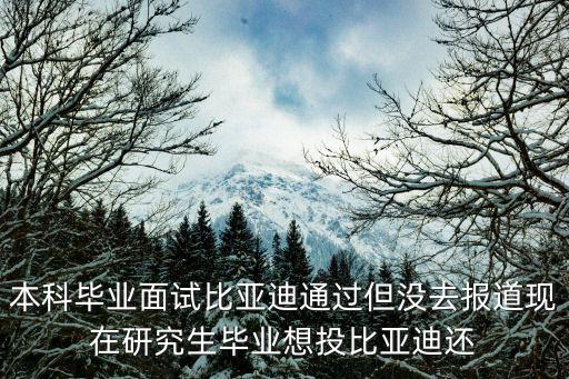 比亞迪校園招聘，本科畢業面試比亞迪通過但沒去報道現在研究生畢業想投比亞迪還
