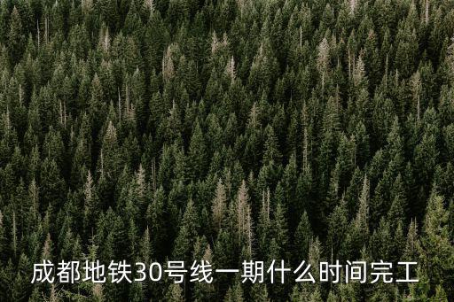 成都地鐵30號線一期什么時間完工