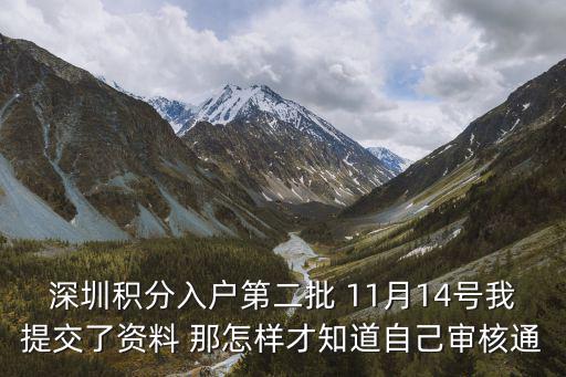 深圳積分入戶第二批 11月14號我提交了資料 那怎樣才知道自己審核通
