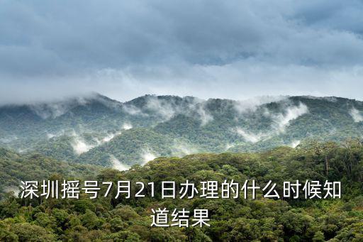 深圳搖號7月21日辦理的什么時候知道結果