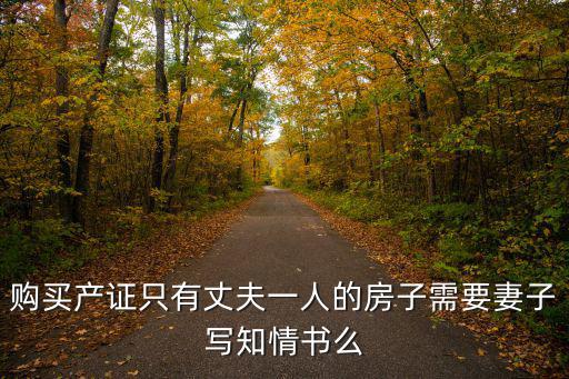 購買產(chǎn)證只有丈夫一人的房子需要妻子寫知情書么