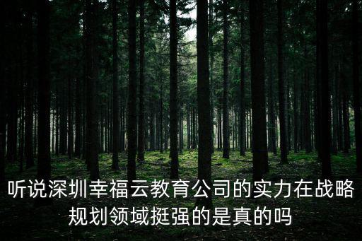 深圳教育云，聽說深圳幸福云教育公司的實力在戰略規劃領域挺強的是真的嗎
