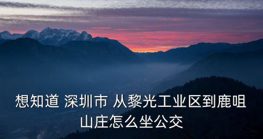 想知道 深圳市 從黎光工業區到鹿咀山莊怎么坐公交