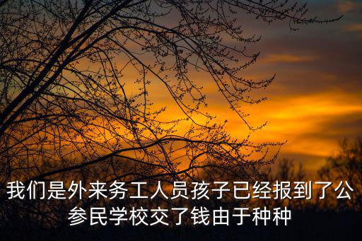 公參民，我們是外來務工人員孩子已經報到了公參民學校交了錢由于種種