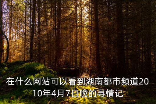 在什么網(wǎng)站可以看到湖南都市頻道2010年4月7日晚的尋情記