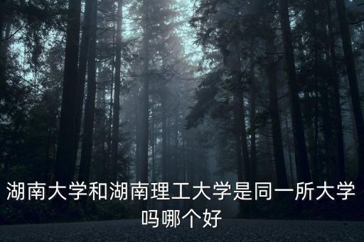 湖南大學和湖南理工大學是同一所大學嗎哪個好
