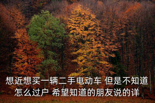 想近想買一輛二手電動車 但是不知道怎么過戶 希望知道的朋友說的詳