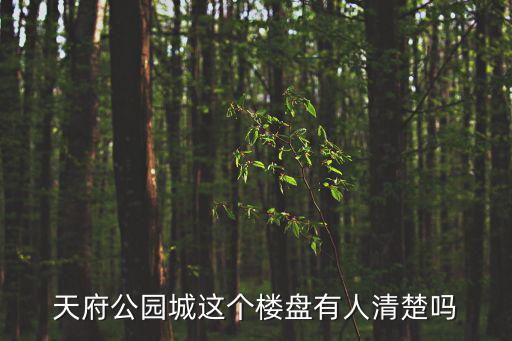 天府公園城這個樓盤有人清楚嗎