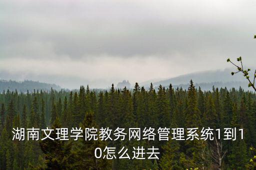 湖南文理學院教務網絡管理系統1到10怎么進去