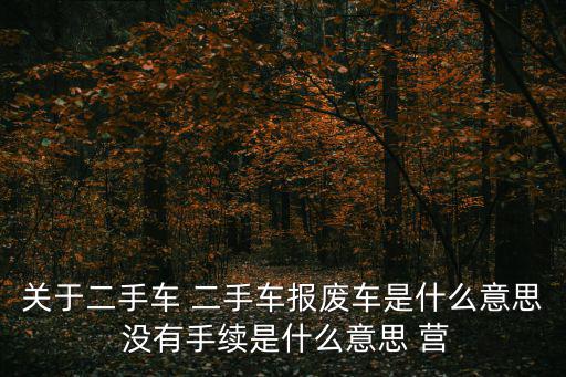關于二手車 二手車報廢車是什么意思 沒有手續是什么意思 營