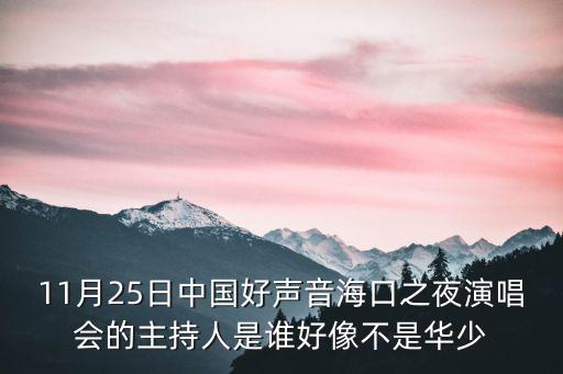 中國好聲音主持人，11月25日中國好聲音海口之夜演唱會的主持人是誰好像不是華少