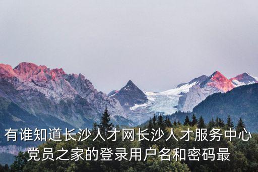 有誰知道長沙人才網長沙人才服務中心黨員之家的登錄用戶名和密碼最