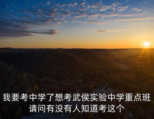 我要考中學了想考武侯實驗中學重點班請問有沒有人知道考這個