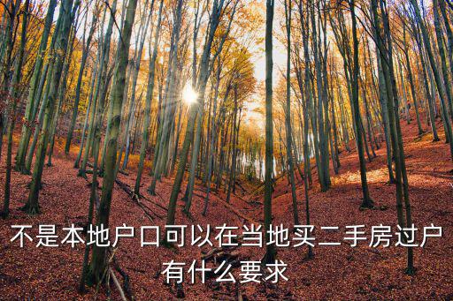 不是本地戶口可以在當地買二手房過戶有什么要求