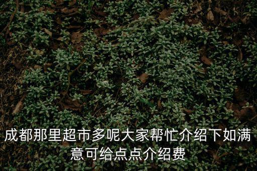 成都那里超市多呢大家?guī)兔榻B下如滿意可給點(diǎn)點(diǎn)介紹費(fèi)