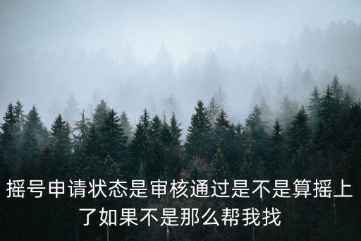 搖號申請狀態是審核通過是不是算搖上了如果不是那么幫我找