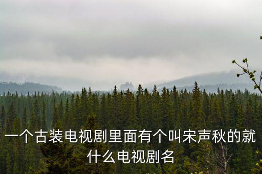 仙俠劍電視劇，一個古裝電視劇里面有個叫宋聲秋的就什么電視劇名
