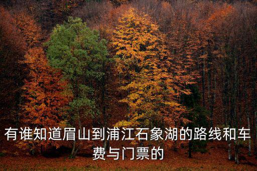 有誰(shuí)知道眉山到浦江石象湖的路線和車費(fèi)與門票的