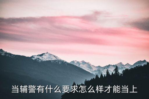當輔警有什么要求怎么樣才能當上