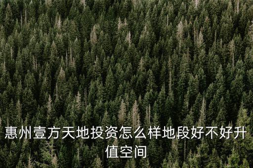 惠州壹方天地投資怎么樣地段好不好升值空間