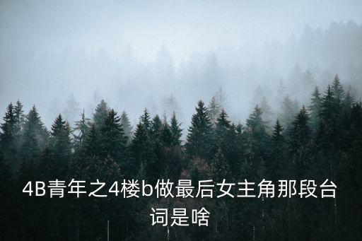 4B青年之4樓b做最后女主角那段臺詞是啥