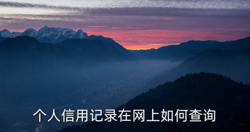個人信用記錄在網上如何查詢