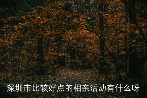 深圳市比較好點的相親活動有什么呀