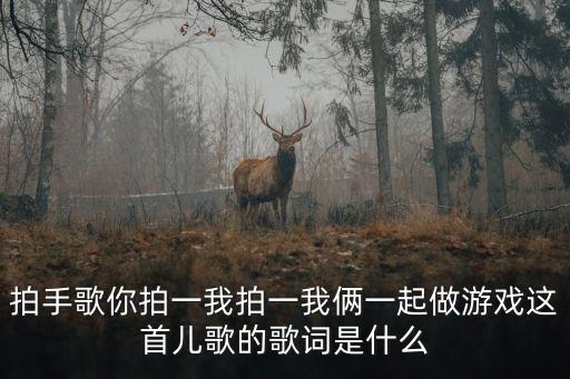 拍手歌你拍一我拍一我倆一起做游戲這首兒歌的歌詞是什么