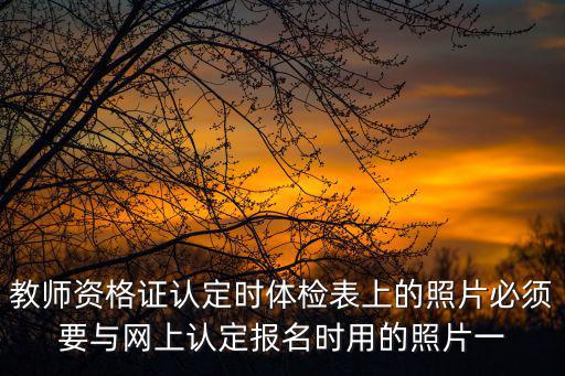 教師資格證認定時體檢表上的照片必須要與網上認定報名時用的照片一