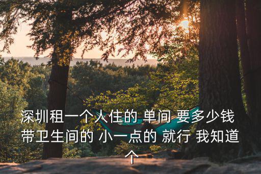 深圳租一個(gè)人住的 單間 要多少錢 帶衛(wèi)生間的 小一點(diǎn)的 就行 我知道 個(gè)