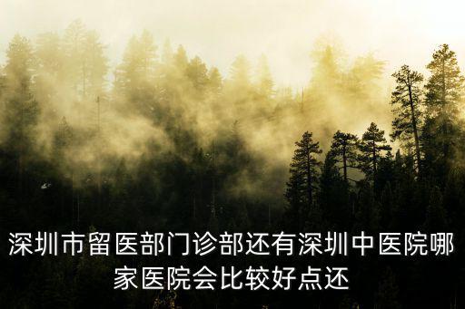 深圳市留醫部門診部還有深圳中醫院哪家醫院會比較好點還