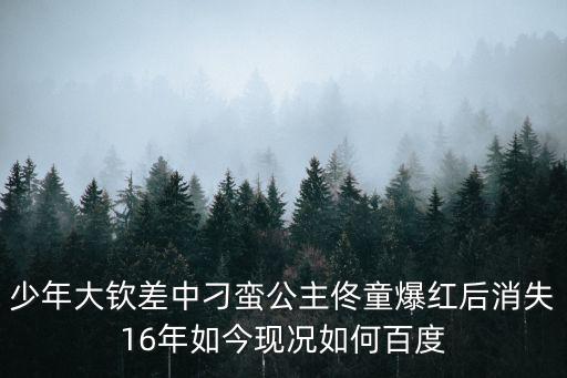 少年大欽差中刁蠻公主佟童爆紅后消失16年如今現況如何百度