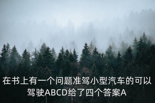 準駕車型為小型汽車的可以駕駛，在書上有一個問題準駕小型汽車的可以駕駛ABCD給了四個答案A