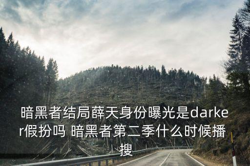 暗黑者結(jié)局薛天身份曝光是darker假扮嗎 暗黑者第二季什么時(shí)候播  搜
