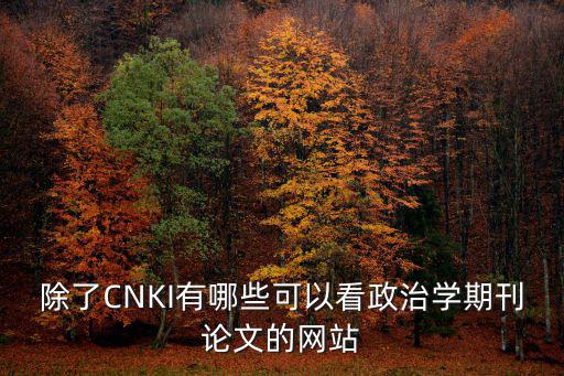 除了CNKI有哪些可以看政治學期刊論文的網站