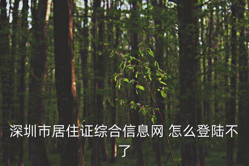深圳市居住證綜合信息網(wǎng) 怎么登陸不了
